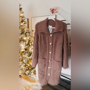 NWT Bluivy Cozy Brown Cable Knit Sweater Cardigan